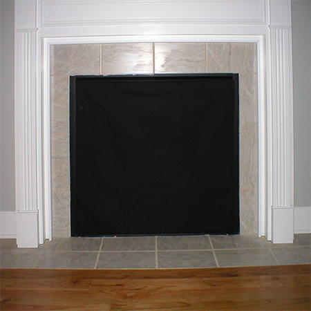 make a fireplace cover with fabric to block draughts from chimney