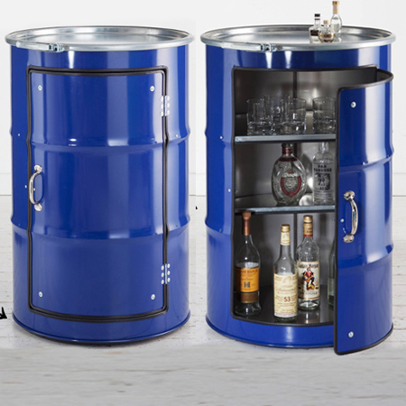 recycled oil barrels turned into mini bar