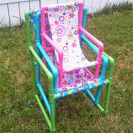 instructions for making a small, medium or large PVC pipe kiddies chair.