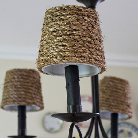 Rope wrapped chandelier light