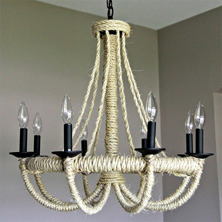 Rope wrapped chandelier light