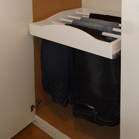 diy pullout jeans or trouser rack for built in cupboards or closets