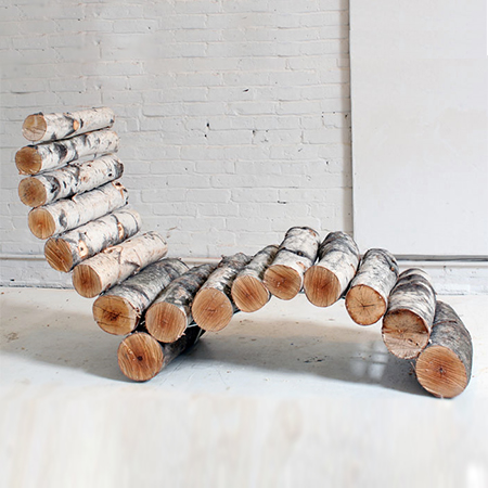 Patio lounger using birch logs