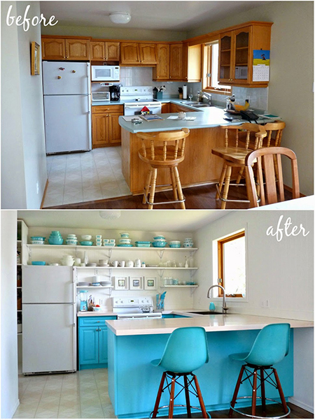 Boring traditional kitchen goes chic before and after