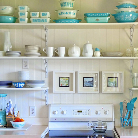 Boring traditional kitchen goes chic scandanavian white and turquoise