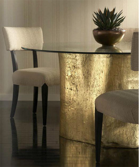 gold tree stump table ideas