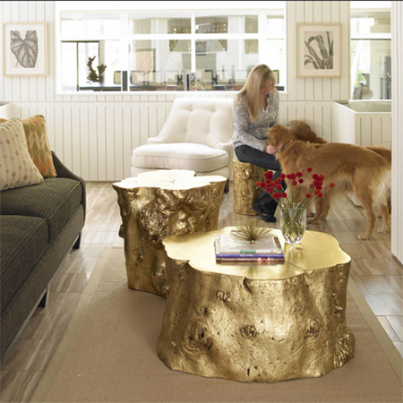 gold tree stump coffee table ideas