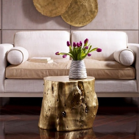 gold tree stump coffee table ideas