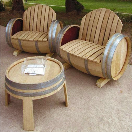 make garden or outdoor furniture from wine barrels