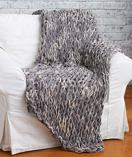 arm knit a cosy throw or blanket without knitting needles