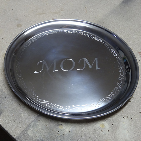 dremel fortiflex engrave stainless steel tray for mothers day gift