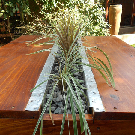 garden table with centre channel for herbs or plants