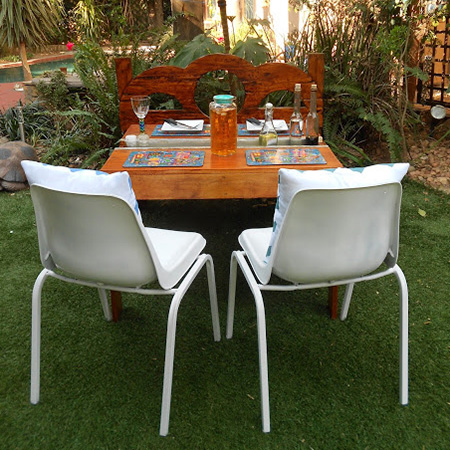 garden table with centre channel