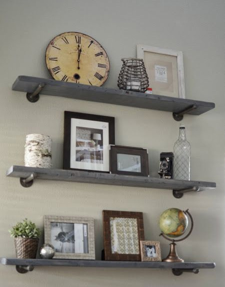 Easy shelf ideas that you can DIY with galvanised pipe brackets