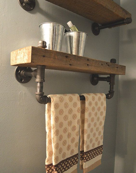 Easy wood shelf ideas that you can DIY with galvanised pipe