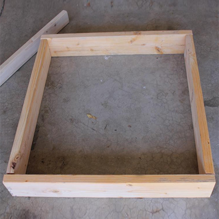 Build the frame for the ottoman by attaching the sides together as shown below. 