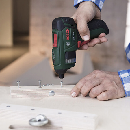 Not your average cordless screwdriver, the Bosch PSR Select is a cordless screwdriver that has an integrated bit cylinder that contains the 12 most important screwdriver bits you need.
