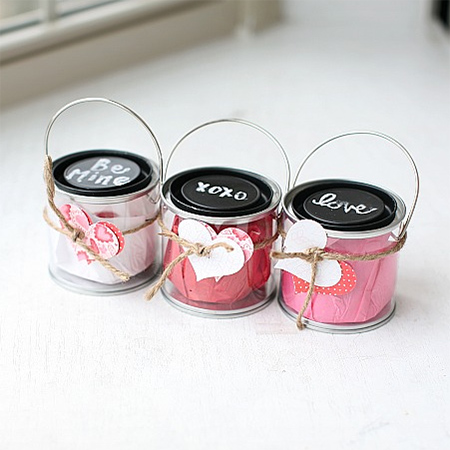 recycle jars or cans into valentine sweet or treat containers