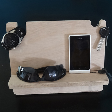 holder for bedside table for watch, cellphone and wallet
