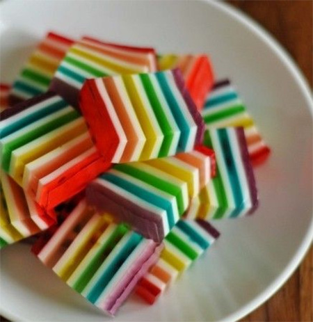 Rainbow jelly colourful party desserts and treats rainbow squares