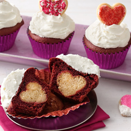 valentine heart filled cupcakes