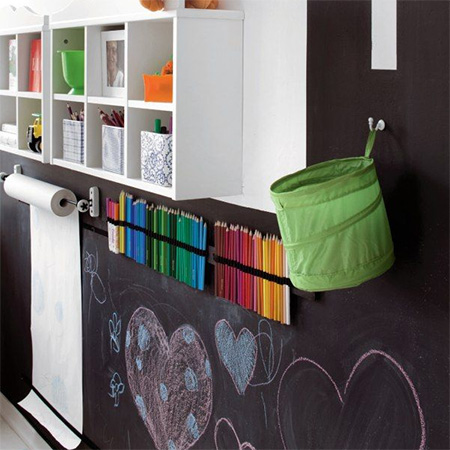 rustoleum chalkboard painted wall for childrens room