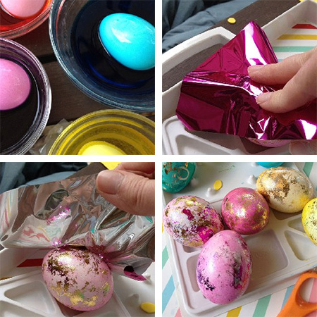 Colourful faux gilded Easter eggs