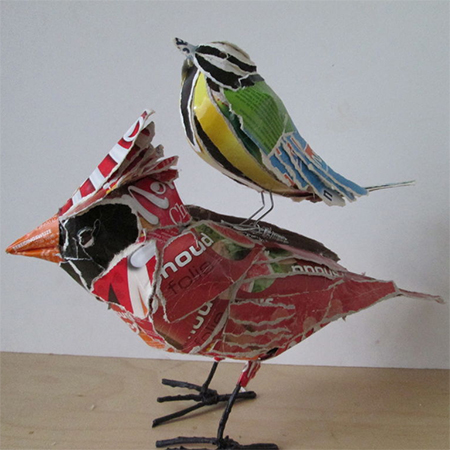 recycled  cardboard boxes beautiful birds