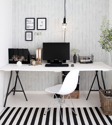 stripes with striped rug in office