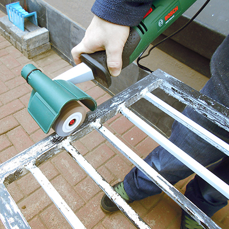 Bosch PRR 250 ES sanding roller repainting all the burglar bars and security gates