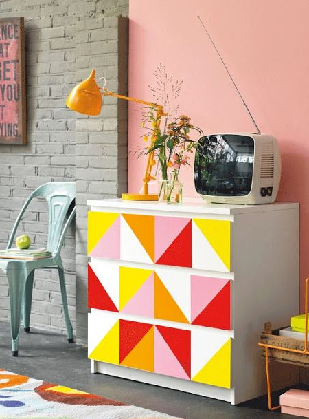 colourful dresser Have fun with colour and pattern using acrylic paint or spray paint