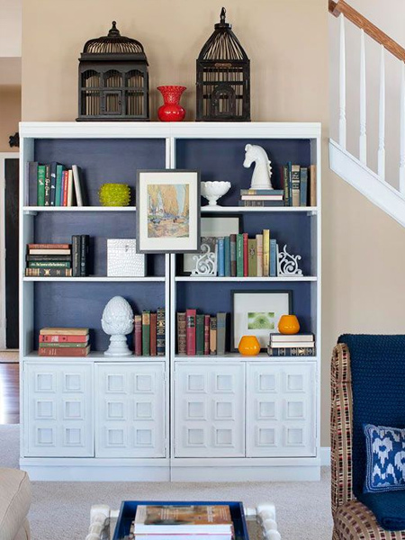 how to make a diy double bookcase or bookshelf ideas
