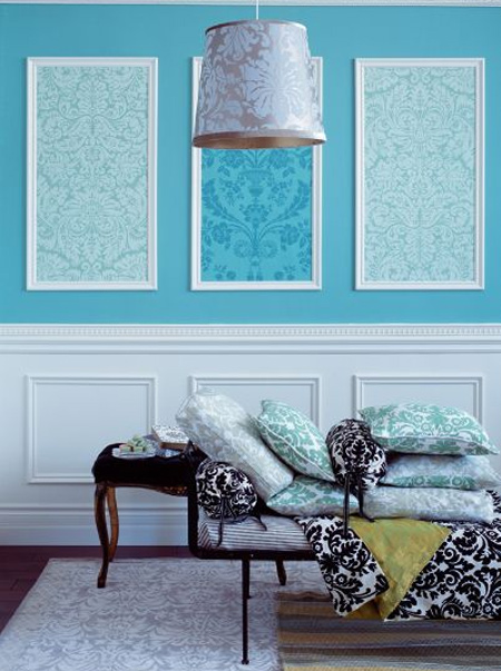 HOME DZINE Home Decor | Decorate bare walls with framed wallpaper panels