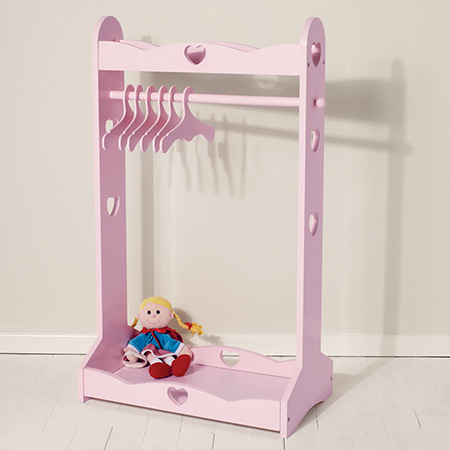 Clothing rail with heart cut outs for little girls bedroom