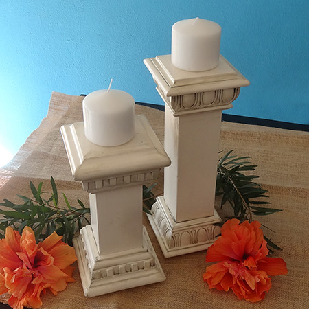 Faux vintage candle holders sprayed with rustoleum 2x heritage white