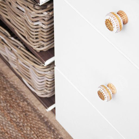 Limited edition beaded knobs add an African spin and a burst of colour to your cabinets