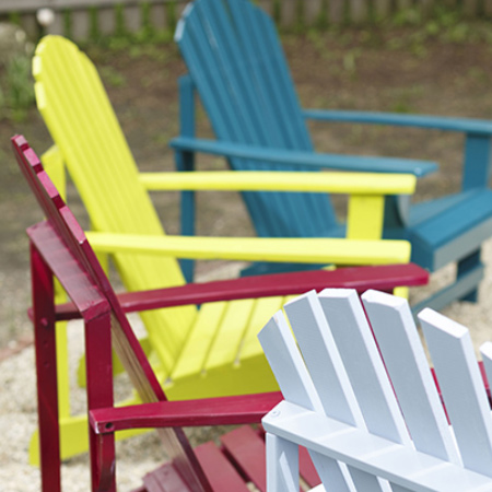 Add colour to your outdoor furniture with a can or two of Rust-Oleum Universal spray paint. You can use Rust-Oleum spray paints on wood, plastic or steel furniture to give them a new look!