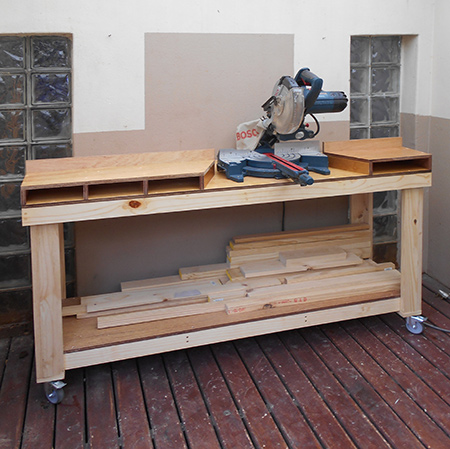 DIY mobile workbench for mitre saw
