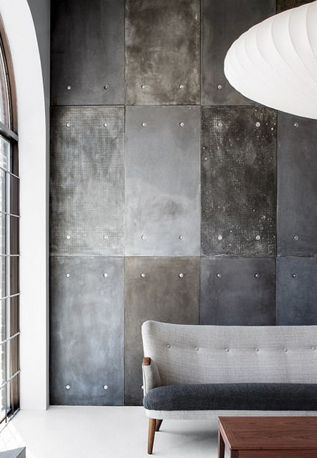 Make your own concrete-effect feature wall using cement fibre board with plaster and paint finish techniques