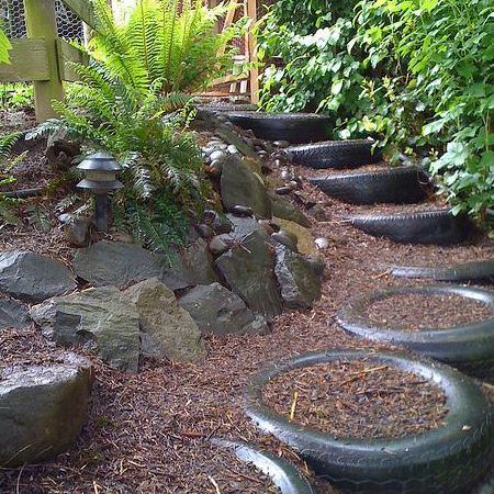 ... , or set down easy steps using tyres filled with mulch or gravel