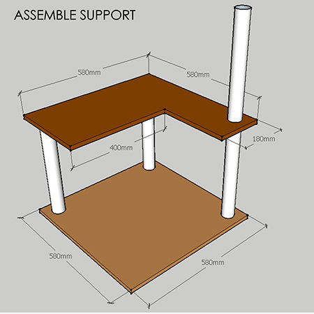 1. Use a jigsaw to cut out the platform as shown above.