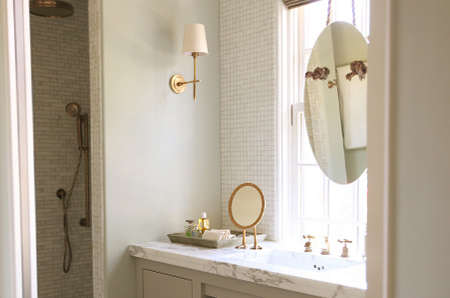 bathroom in muted or neutral hues