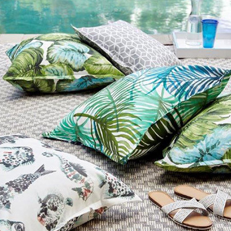 Tropical and geometric prints continue to be a popular trend in the world of décor