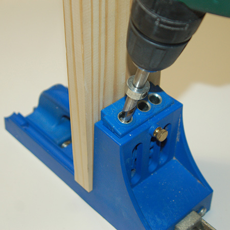 The guide prevents you from drilling too deep, which is important when using pine that can easily split. Have a couple of pieces of scrap pine on hand to test for the correct depth and then lock the guide in place for repeat drilling.