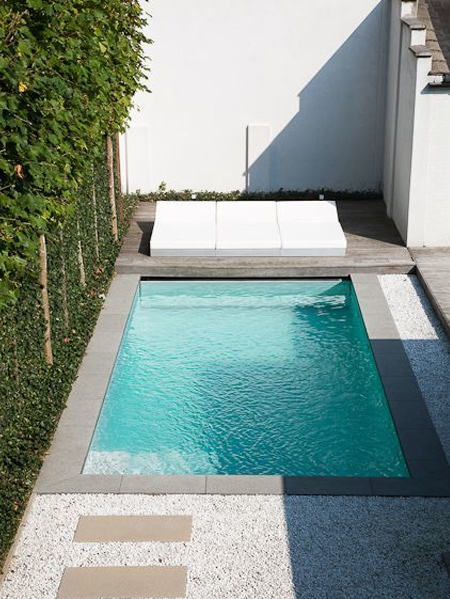 Another important consideration when having a pool installed in a small garden, is the pool surround. Nowadays there are plenty of options to choose from, from artificial grass, flagstones, to composite decking. Look at the layout of your garden and where the pool will be placed so that you can decide the best option for your particular situation.