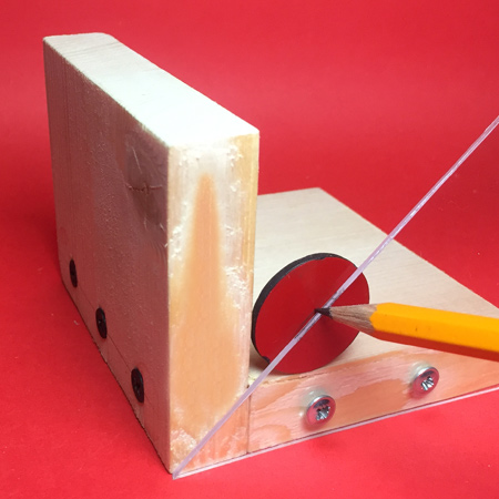 Use this handy homemade tool to accurately determine the centre of a square or circular work piece.