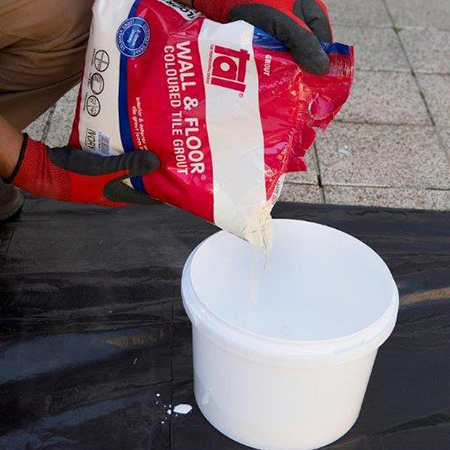3. Follow the instructions on the grout packaging for the correct mix ratio. 