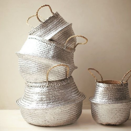 old baskets - you can use Rust-Oleum spray paint to update everyday items into glamorous accessories