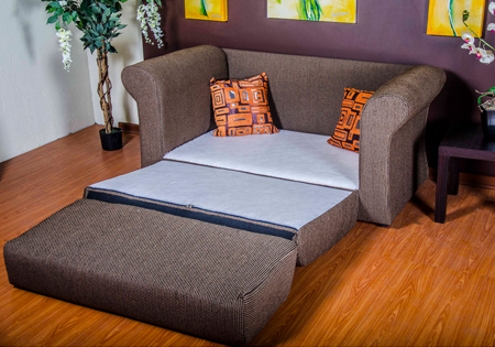 a more traditional, upholstered sleeper couch