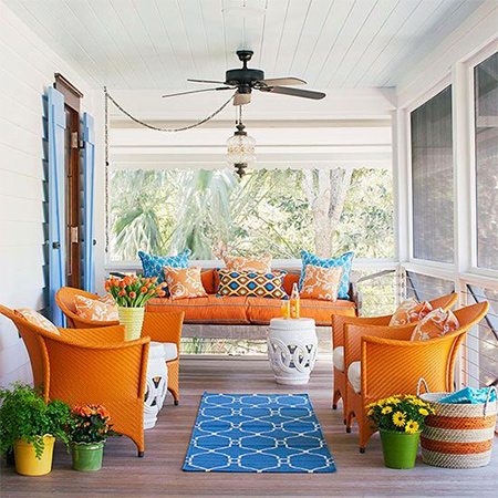 shady cool outdoor patio or deck colourful ideas